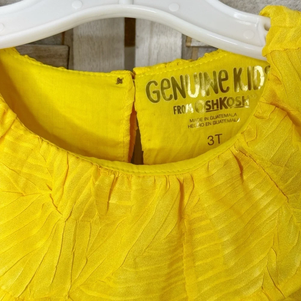 OshKosh B’gosh Girls Yellow Ruffle Faux Wrap Dress Summer Size 3T Cute Boho